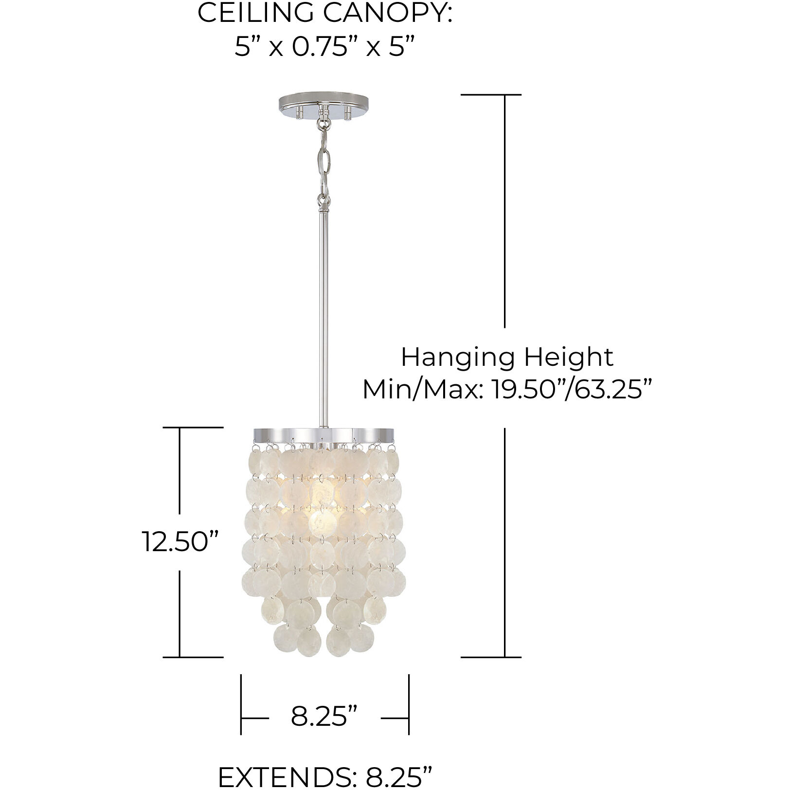 Shelby 1 Light 8.25 inch Polished Nickel Pendant Ceiling Light