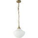 Alora Mood Farrah 1 Light 11.88 inch Brushed Gold Pendant Ceiling Light in Glossy Ribbed Opal Glass