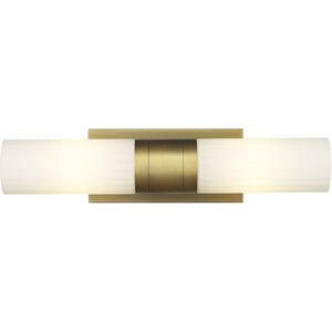 Empire 2 Light 18.5 inch Brushed Brass Bath Vanity Light Wall Light in Matte White Glass