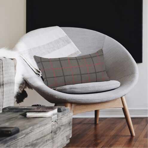 Kidney 22 inch Oxford Charcoal Pillow, with Down Insert