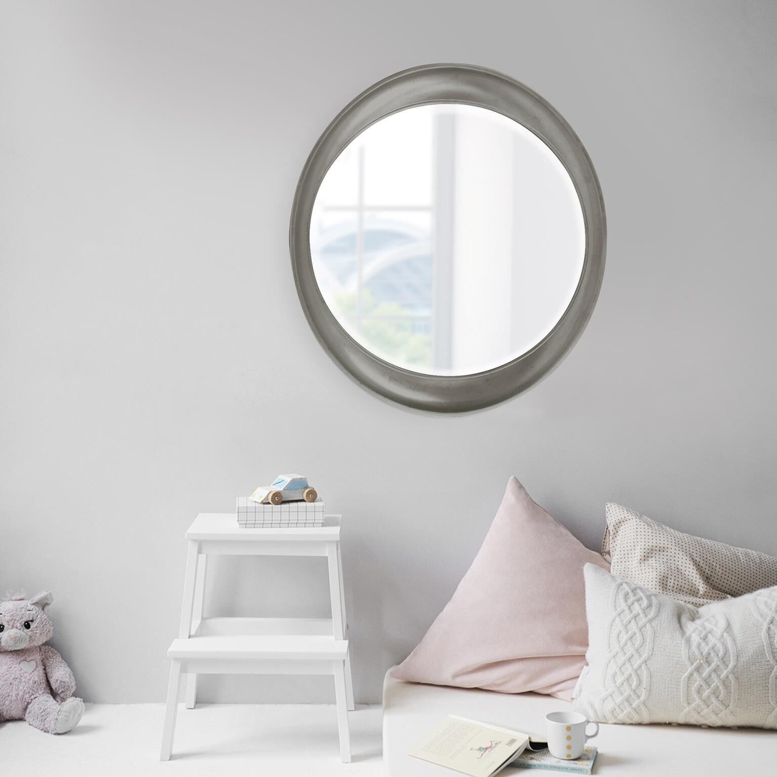 Ellipse 39 X 35 inch Glossy Nickel Wall Mirror