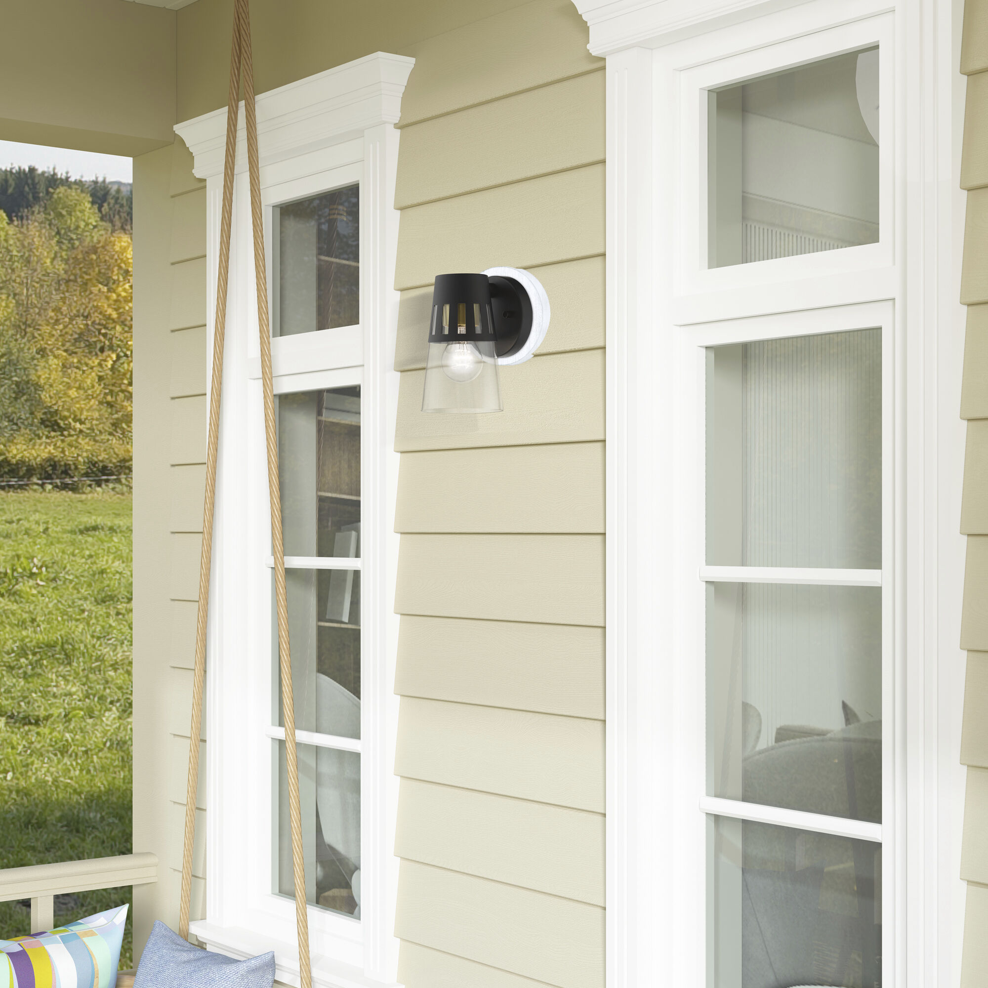 Covington 1 Light 8 inch Black with Soft Gold Finish Accents Outdoor Wall Lantern, Small