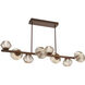 Mesa LED Burnished Bronze Linear Multi-Pendant Ceiling Light in 3000K LED, Amber, Twisted Branch