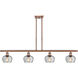 Ballston Fenton 4 Light 48 inch Antique Copper Island Light Ceiling Light in Clear Glass, Ballston