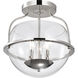 Amado 3 Light 14 inch Polished Nickel Semi Flush Mount Ceiling Light