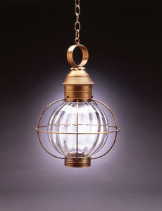 Onion 1 Light 13 inch Antique Copper Hanging Lantern Ceiling Light in Clear Seedy Glass