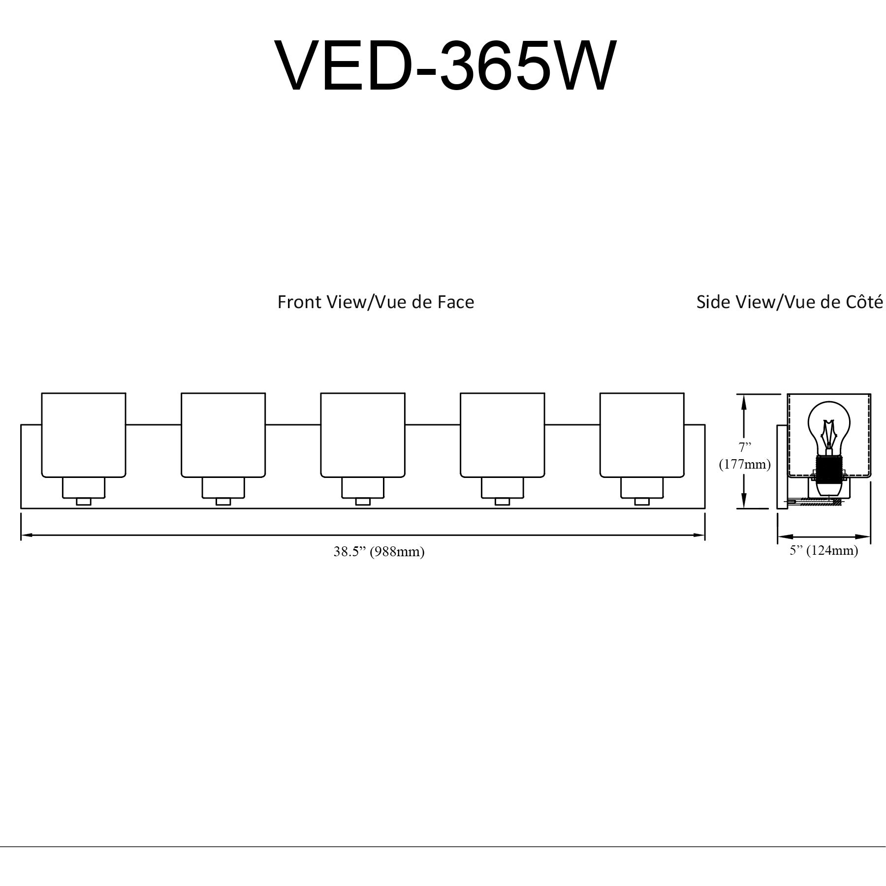 Veda 5 Light 38.5 inch Matte Black Vanity Light Wall Light in White Opal