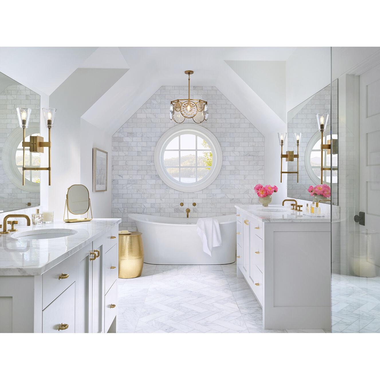 Nala LED 21.75 inch Heritage Brass Pendant Ceiling Light, Semi-Flush Mount