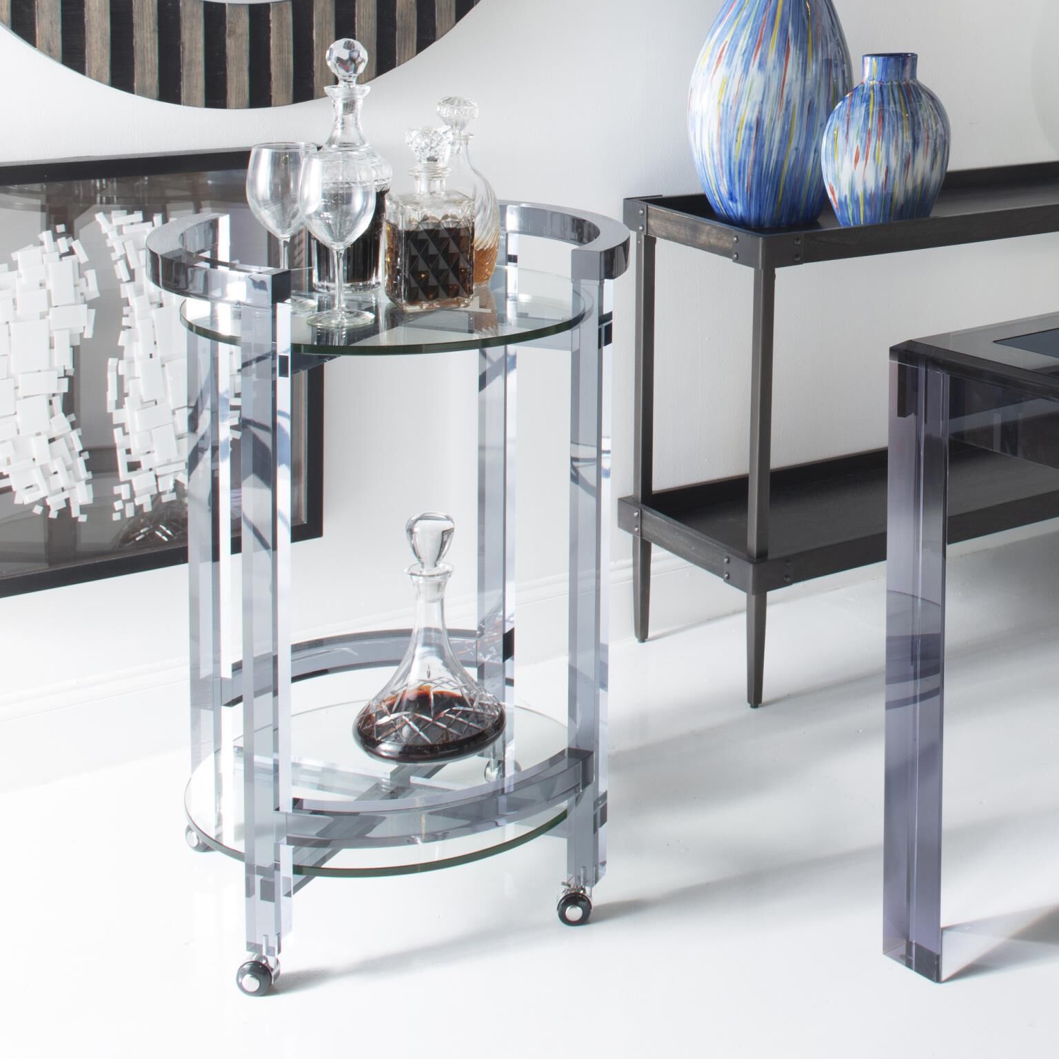 Carter Smokey Gray Bar Cart