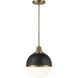 Vorey 1 Light 13 inch Coal And Oxidized Aged Brass Pendant Ceiling Light, Outdoor