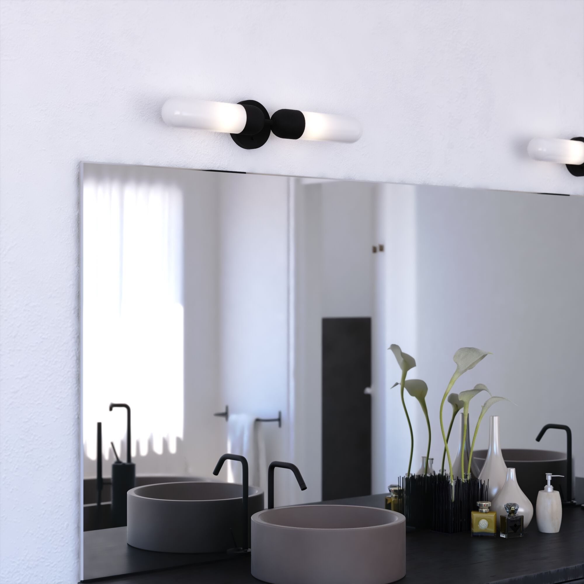 Thalia LED 24.75 inch Matte Black Bathroom Light Wall Light