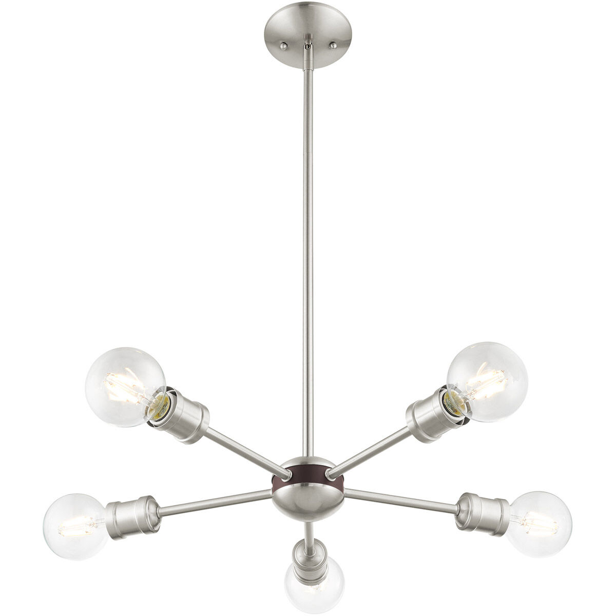 Lansdale 5 Light 19 inch Brushed Nickel with Bronze Accents Chandelier Ceiling Light