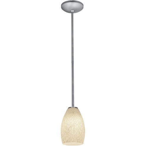 Champagne 1 Light 5 inch Brushed Steel Pendant Ceiling Light in White Stone, Rod