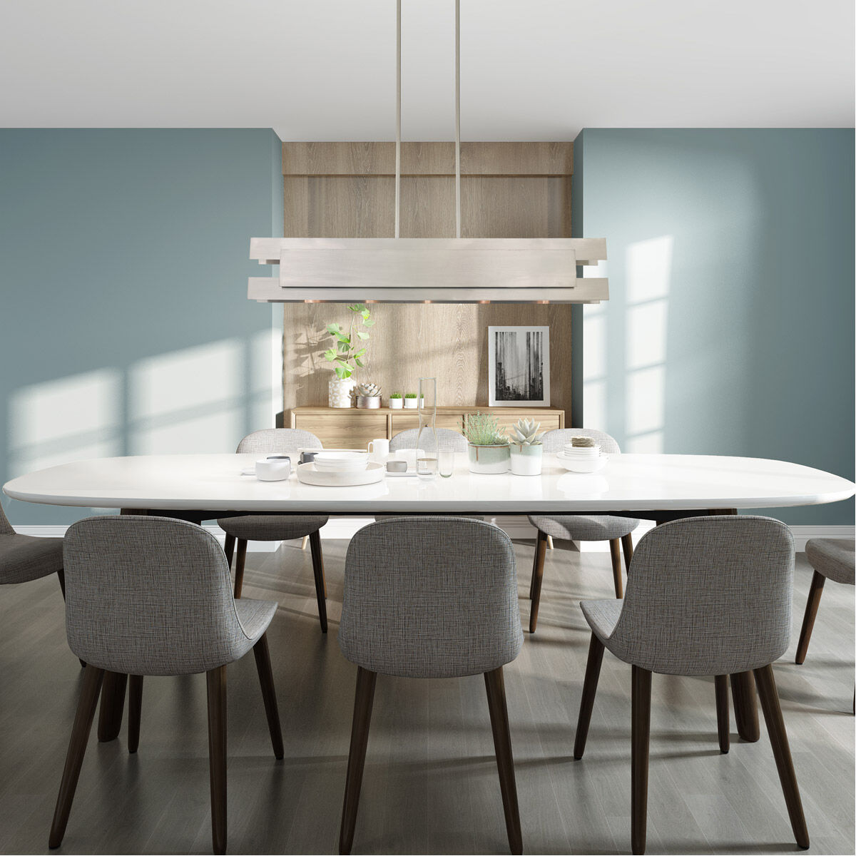 Varick 5 Light 46 inch Brushed Nickel Linear Chandelier Ceiling Light