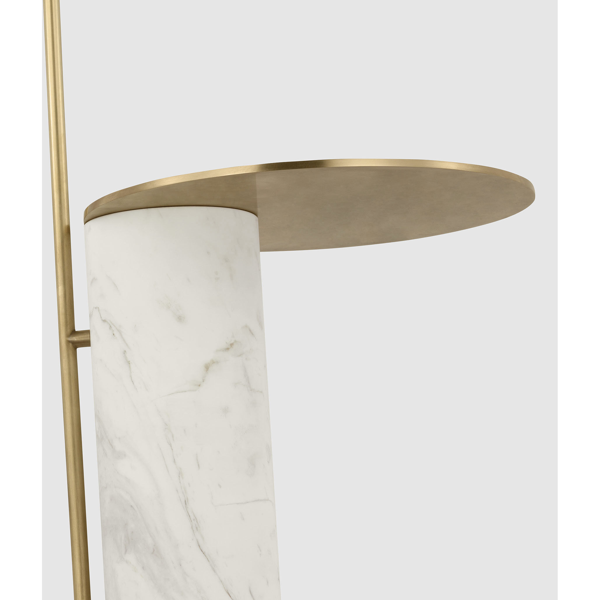 Kelly Wearstler Alma 54 inch 4.50 watt Antique-Burnished Brass and White Marble Tray Table Floor Lamp Portable Light