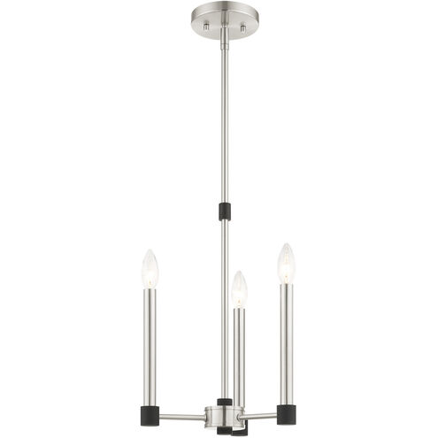 Karlstad 3 Light 12 inch Brushed Nickel with Satin Brass Accents Chandelier Ceiling Light