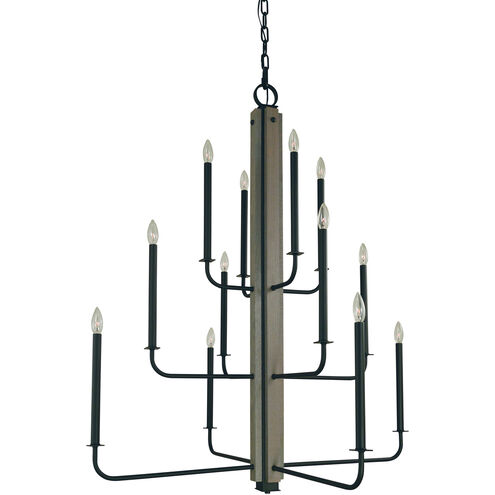 Loft 12 Light 40 inch Matte Black Foyer Chandelier Ceiling Light