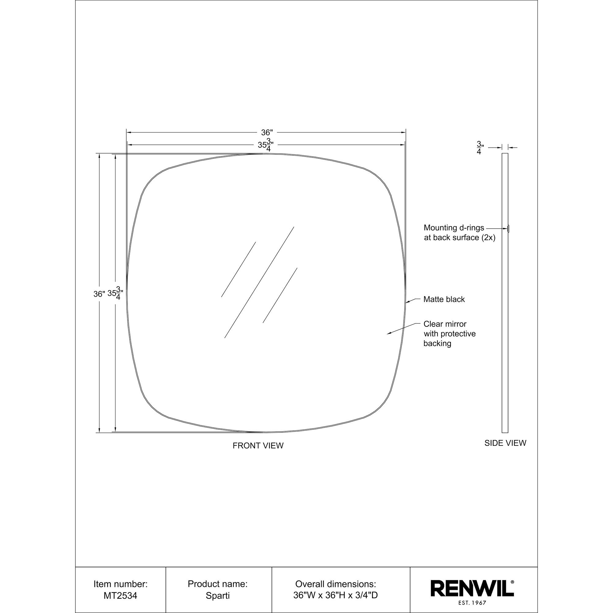 Sparti 36 X 36 inch Matte Black Wall Mirror