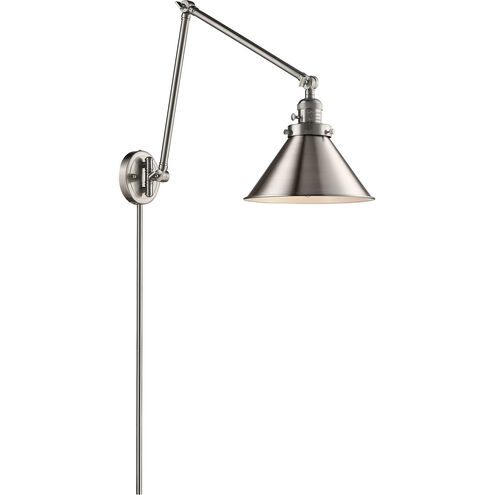 Briarcliff 30 inch 60.00 watt Satin Nickel Swing Arm Wall Light, Franklin Restoration