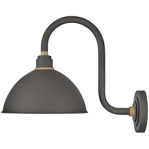 Foundry Dome LED 12 inch Museum Bronze with Brass Outdoor Barn Light, Gooseneck