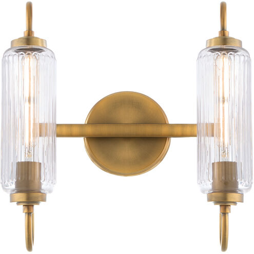 Whitmire 2 Light 14 inch Brushed Brass Vanity Light Wall Light