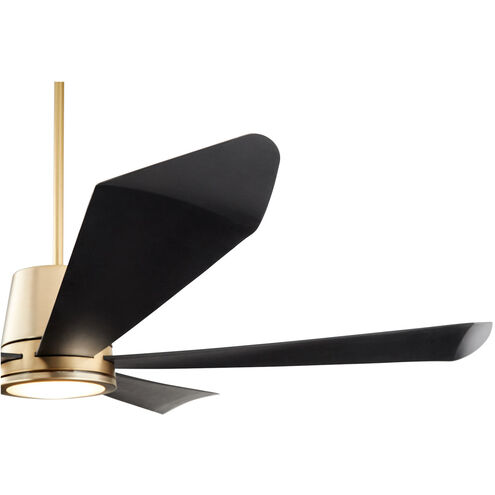 Rova 72 inch Aged Brass with Matte Black Blades Patio Fan