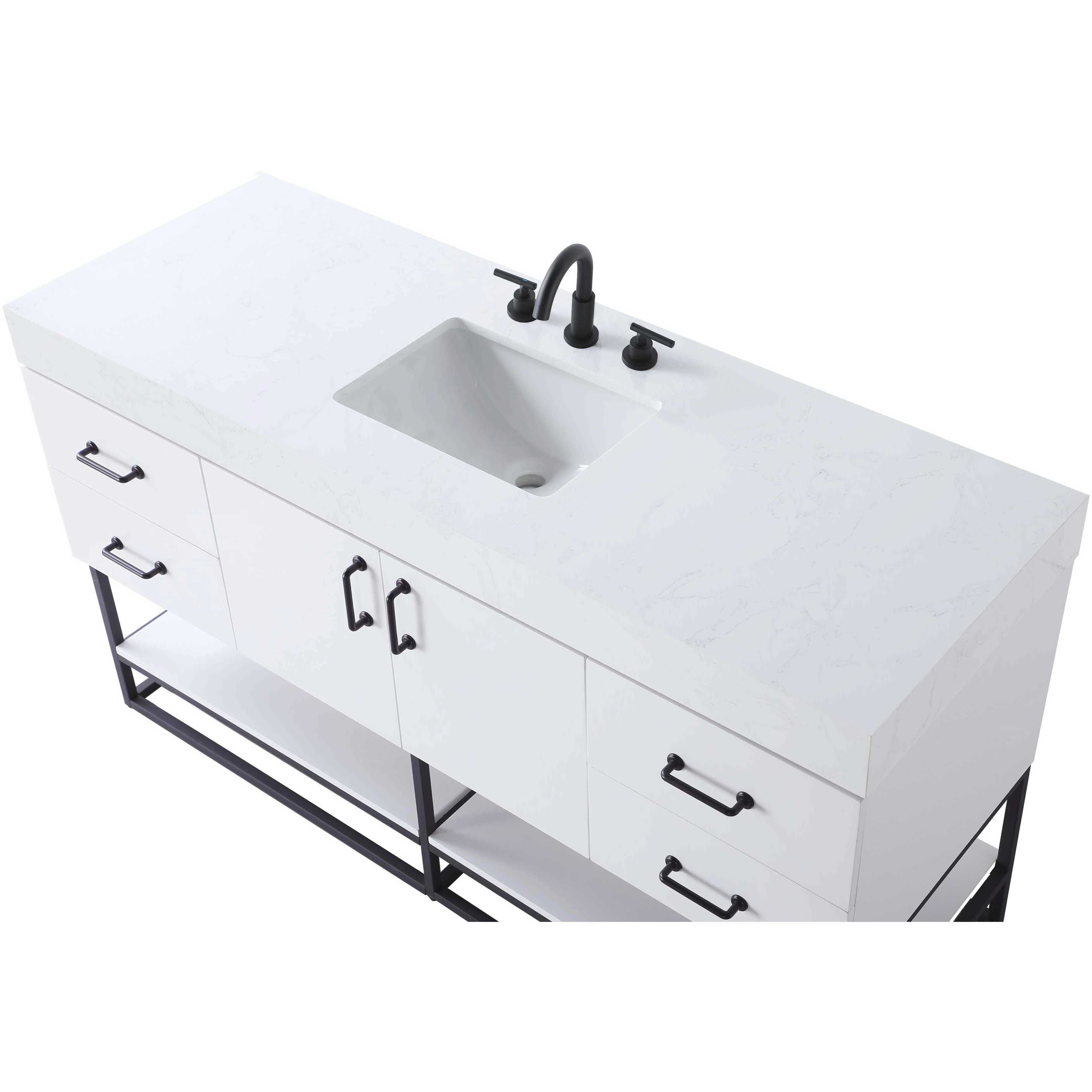 Caroline 60 X 34 inch White Bathroom Vanity Cabinet