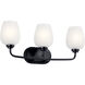 Valserrano 3 Light 24 inch Black Wall Mt Bath 3 Arm Wall Light