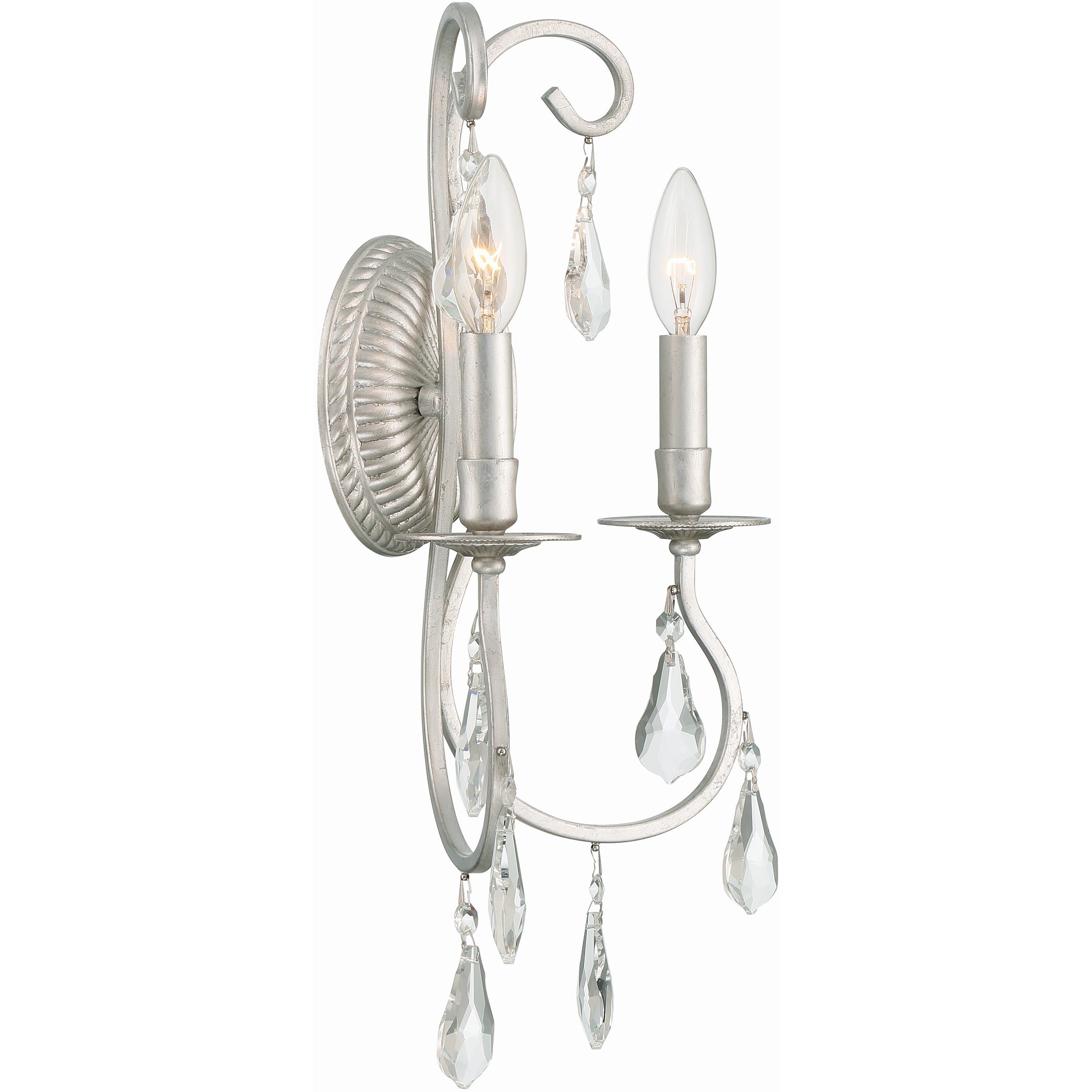 Ashton Bath Wall Light in Clear Hand Cut, Olde Silver