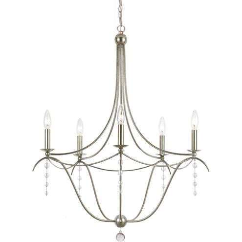 Metro 5 Light 27.5 inch Antique Silver Chandelier Ceiling Light