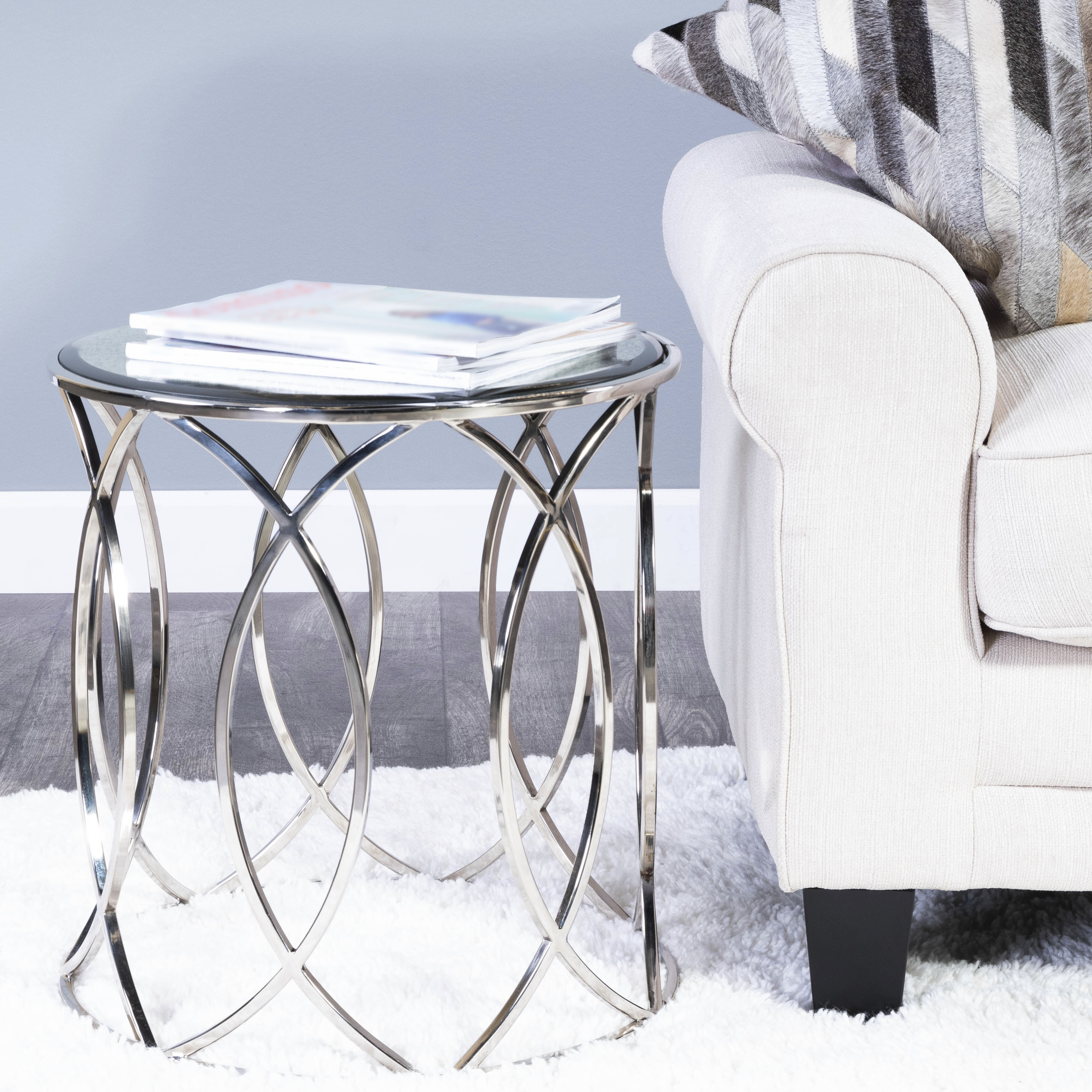 Desiree Mirror & Nickel 19 X 18 inch Metalworks Accent Table