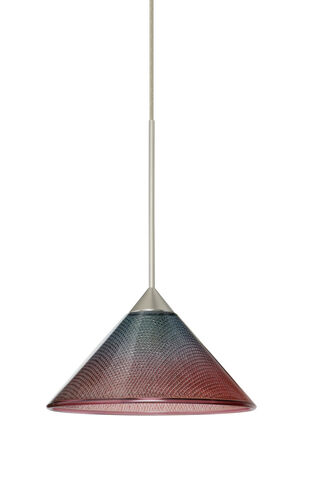 Kona 1 Light Satin Nickel Pendant Ceiling Light in Bi-color Glass, Halogen