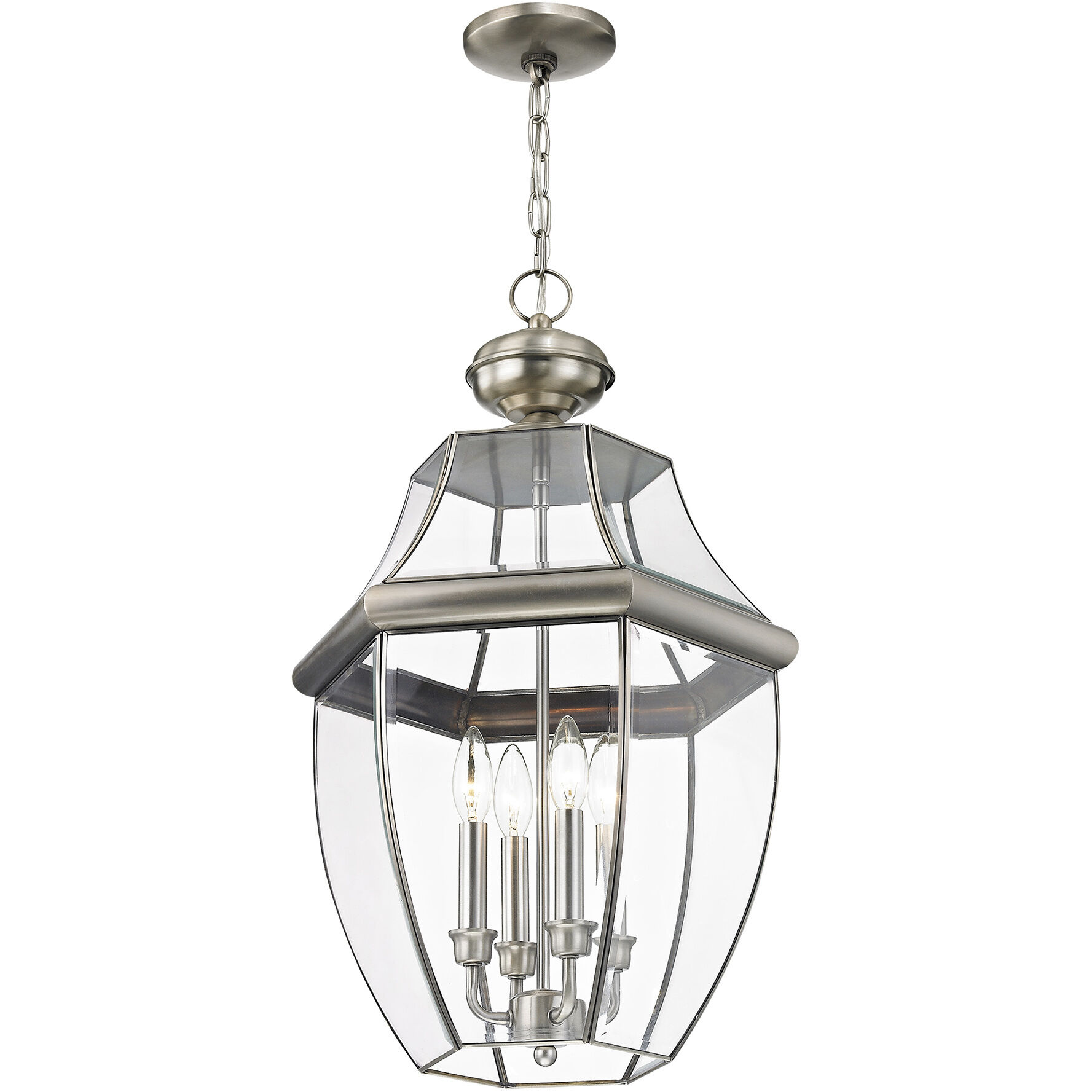 Monterey 4 Light 16 inch Brushed Nickel Outdoor Pendant Lantern