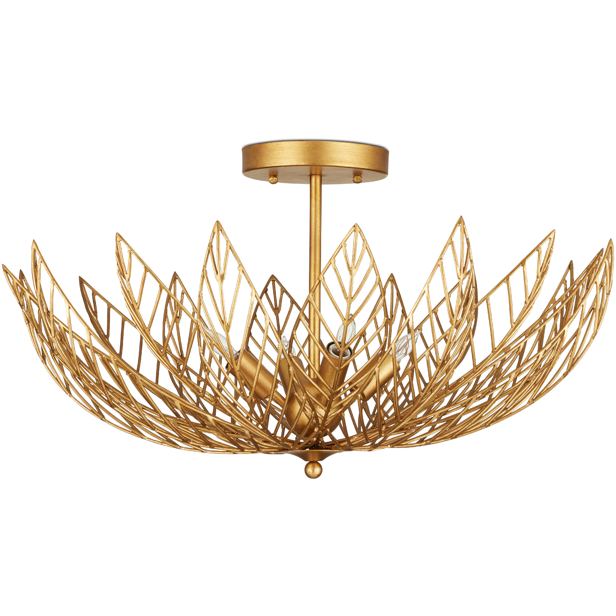 Leaflace 4 Light 26 inch Contemporary Gold Leaf/Contemporary Gold Semi-Flush Mount Ceiling Light