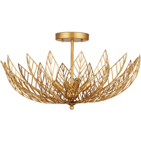 Leaflace 4 Light 26 inch Contemporary Gold Leaf/Contemporary Gold Semi-Flush Mount Ceiling Light