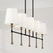 Hollis 5 Light 48 inch Matte Black with Hammered Gold Island Light Ceiling Light