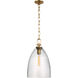 Chapman & Myers Andros LED 12 inch Antique-Burnished Brass Pendant Ceiling Light in Clear Glass, Large