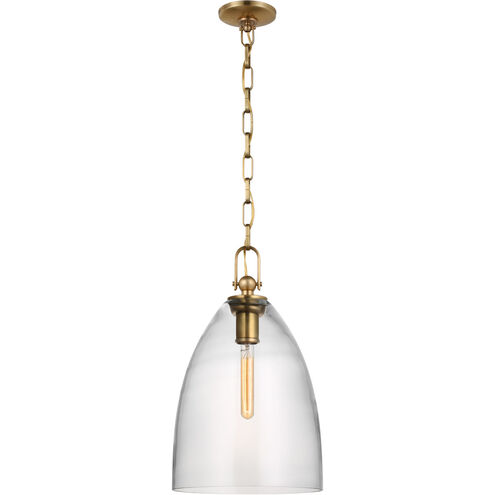 Chapman & Myers Andros LED 12 inch Antique-Burnished Brass Pendant Ceiling Light in Clear Glass, Large