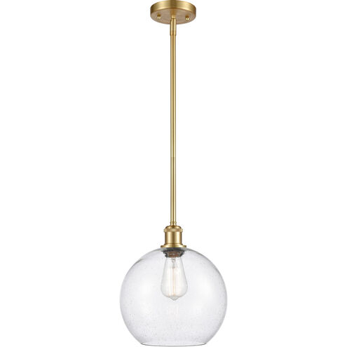 Ballston Large Athens LED 10 inch Satin Gold Pendant Ceiling Light in Seedy Glass, Ballston