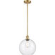 Ballston Large Athens LED 10 inch Satin Gold Pendant Ceiling Light in Seedy Glass, Ballston