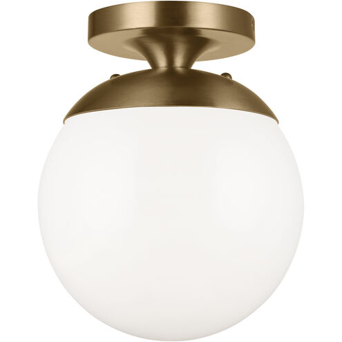 Leo - Hanging Globe 1 Light 8 inch Satin Brass Semi-Flush Mount Ceiling Light