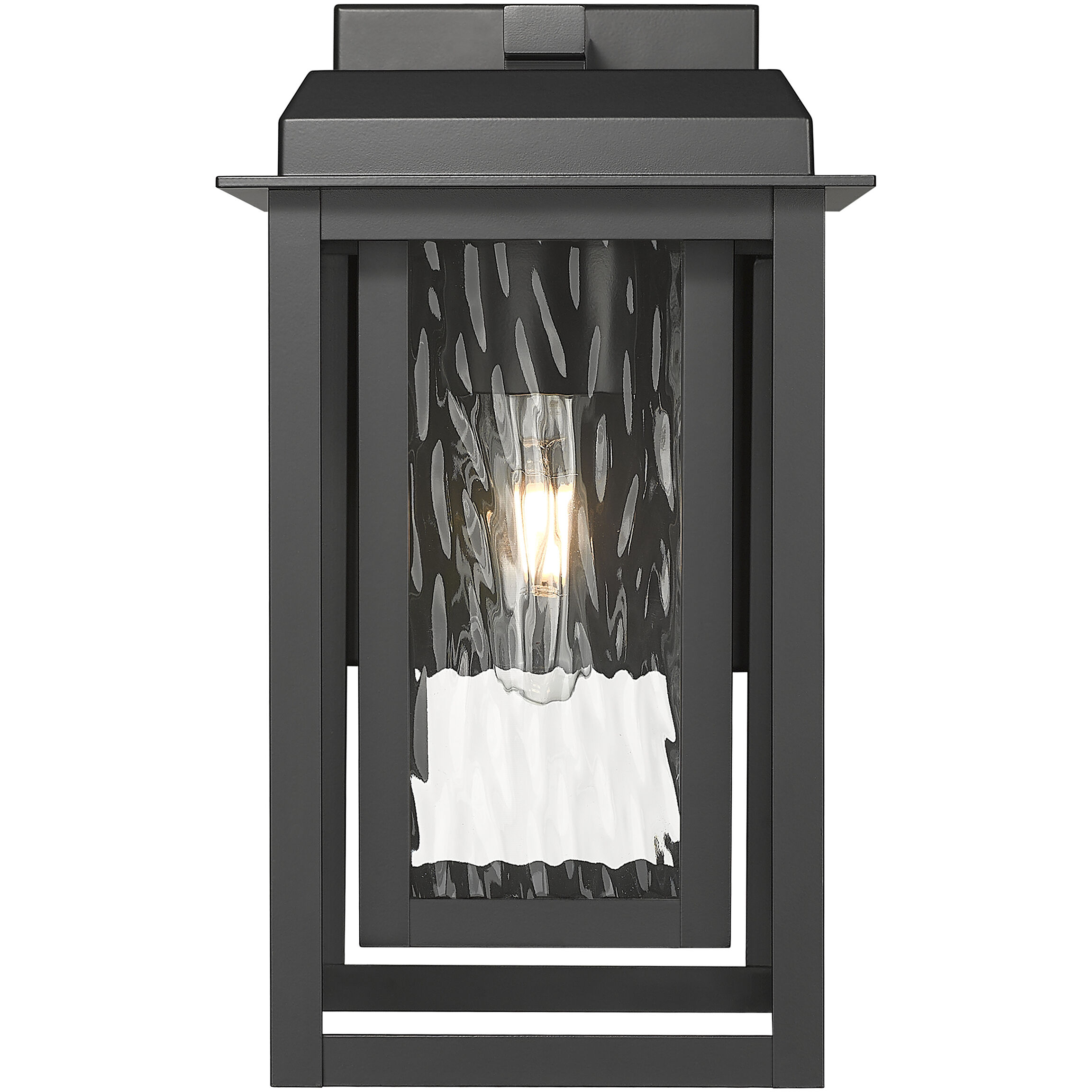Mansfield 1 Light 13 inch Matte Black Outdoor Sconce in Waterglass