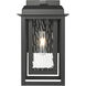 Mansfield 1 Light 13 inch Matte Black Outdoor Sconce in Waterglass