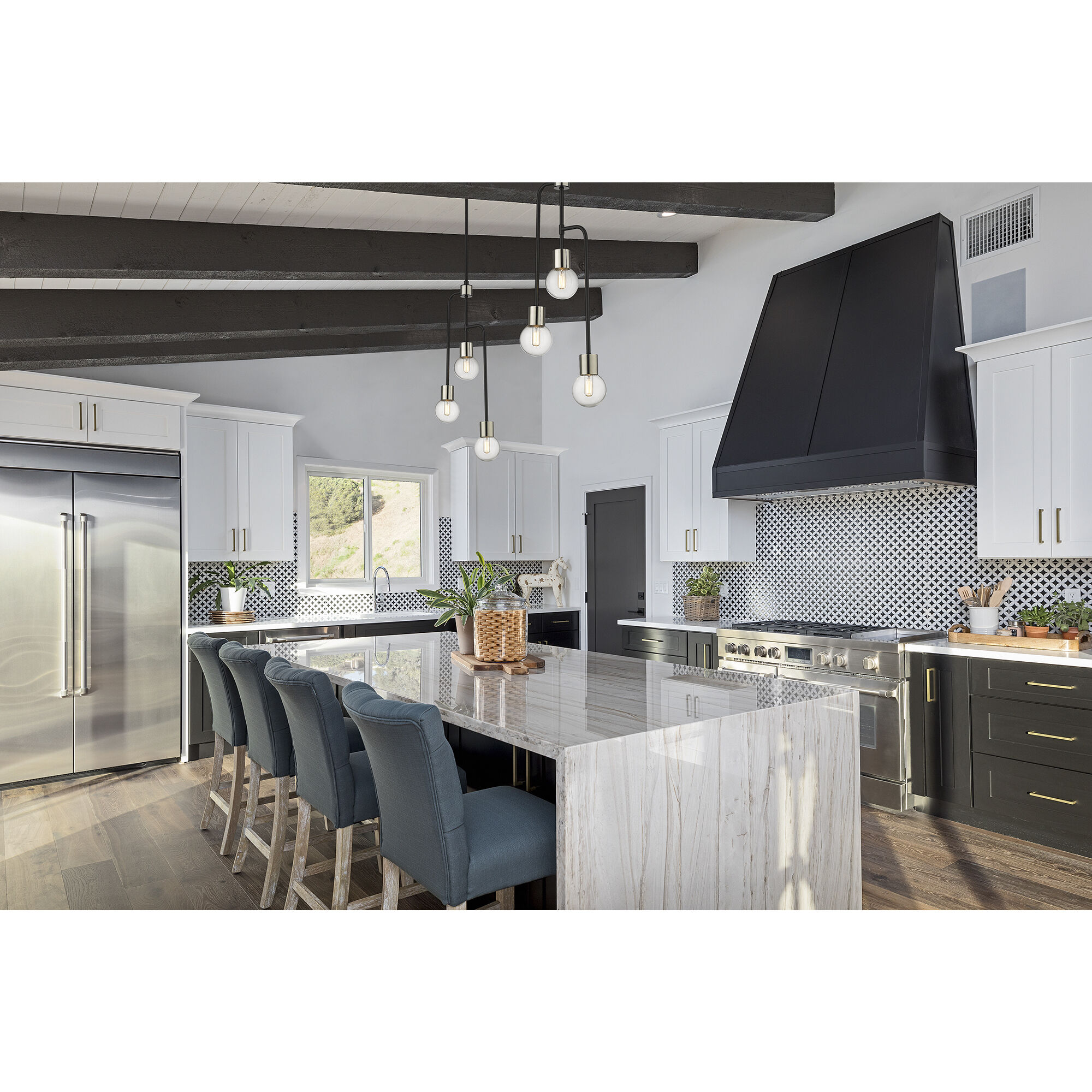 Neutra 3 Light 11.75 inch Matte Black and Polished Nickel Chandelier Ceiling Light