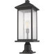 Portland 1 Light 26 inch Oil Rubbed Bronze Outdoor Pier Mounted Fixture in Clear Beveled Glass, 12.25