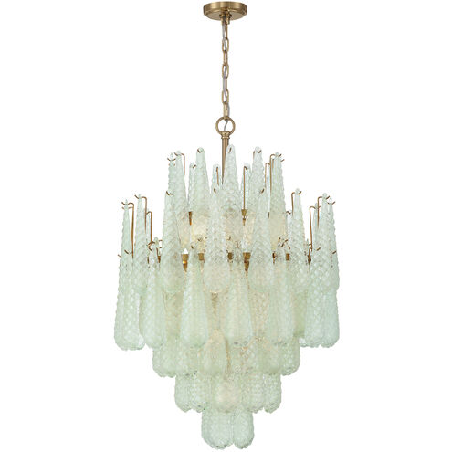 Ollie 16 Light 26.25 inch Aged Brass Chandelier Ceiling Light in Sand Glass Green