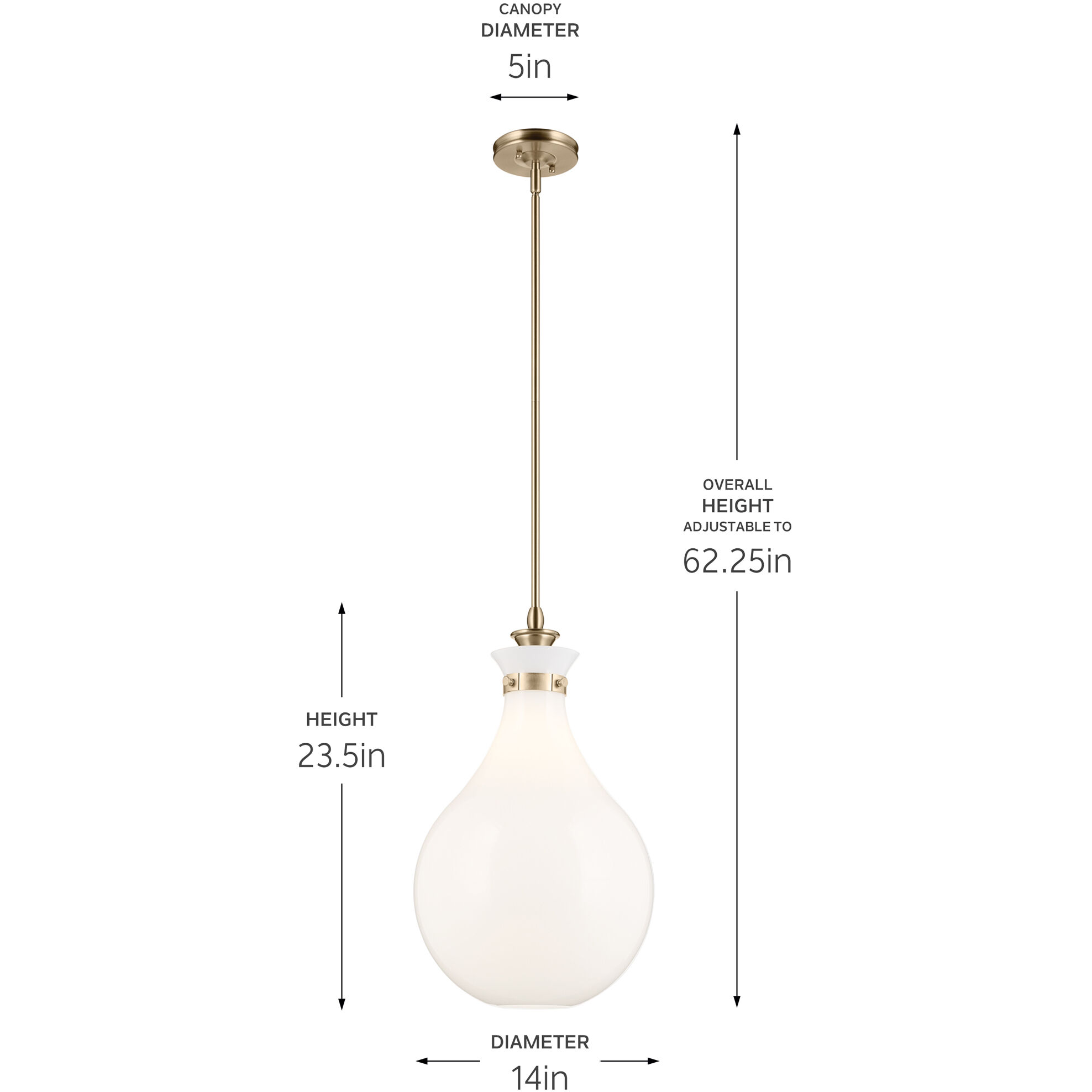 Laria 1 Light Champagne Bronze Pendant Ceiling Light in Opal