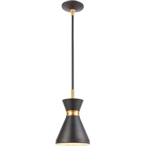 Pomfret 1 Light 7 inch Matte Black with Brushed Brass Mini Pendant Ceiling Light
