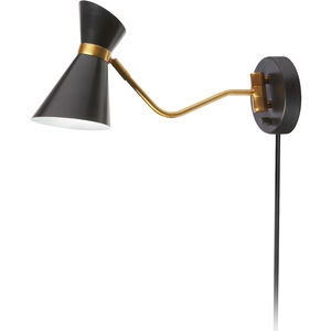 Cameron 22 inch 60.00 watt Black with Vintage Bronze Task Wall Light, Swing Arm