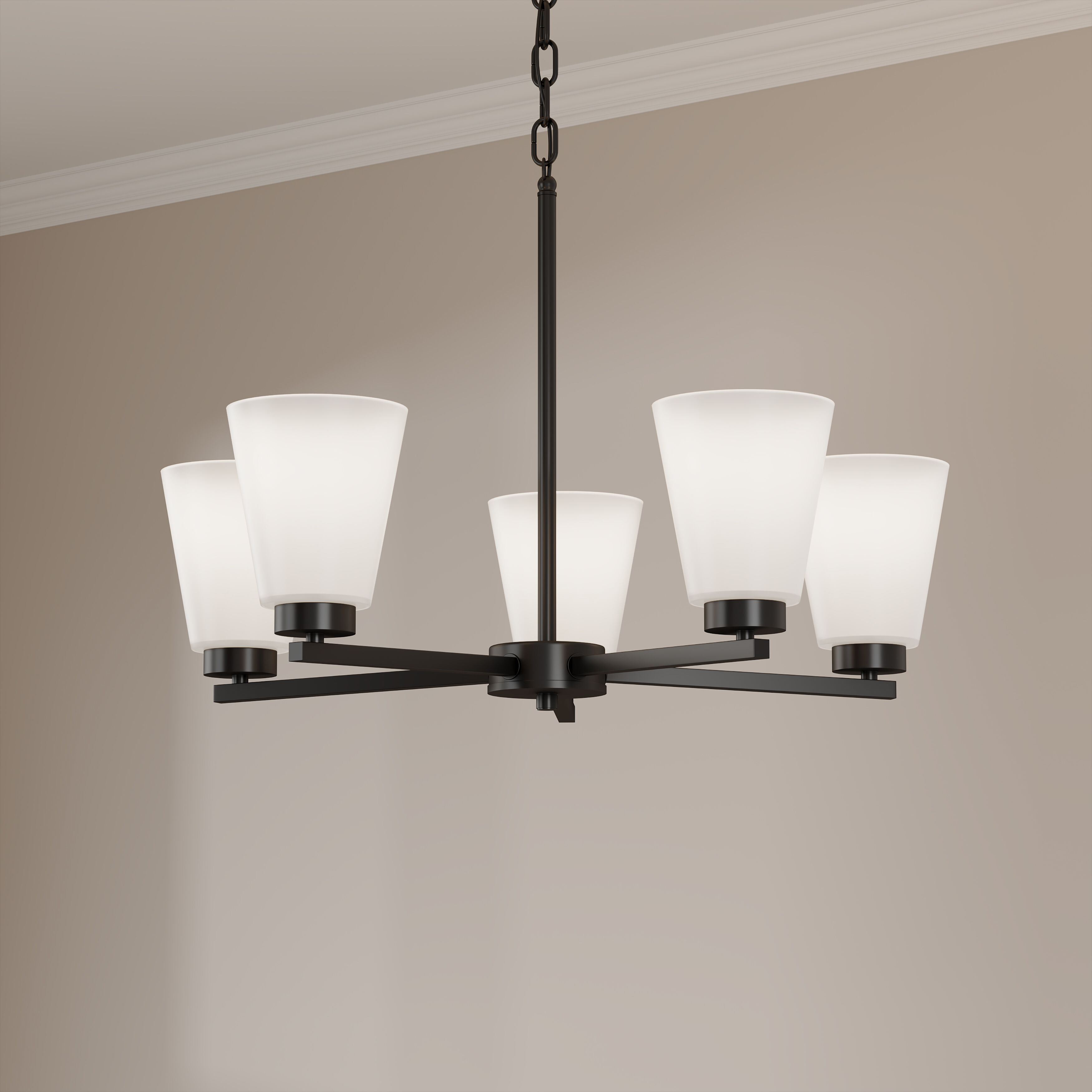 Strayhan 5 Light 24 inch Matte Black Chandelier Ceiling Light